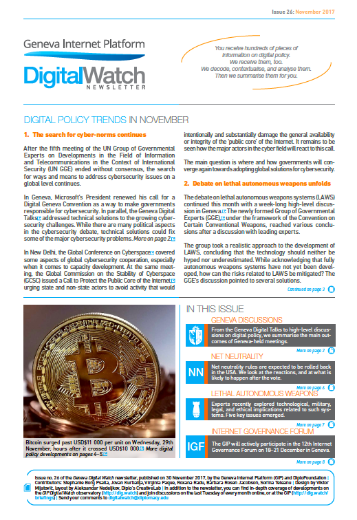 Issue 26 - Geneva Digital Watch newsletter