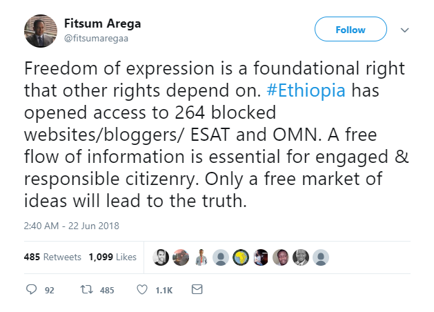 Ethiopia internet tweet 1