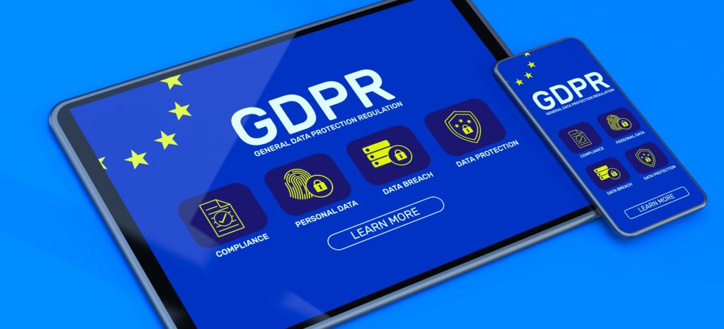 GDPR General Data Protection Regulation Concept. Computer With a GDPR Icon on the Digital Tablet Screen