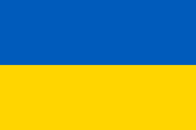 blue square above the yellow square representing the flag of Ukraine