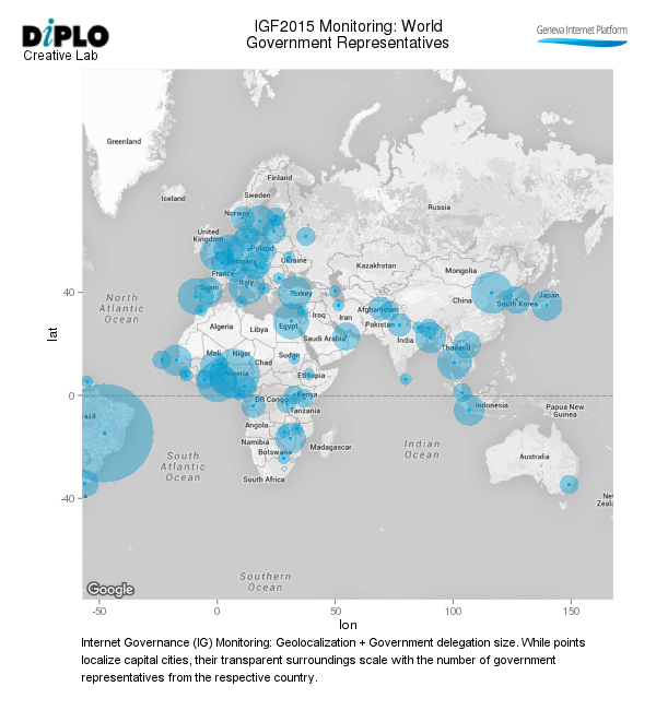 Internet Governance Forum (IGF) 2015 - Brazil 347 Government Representatives Map World