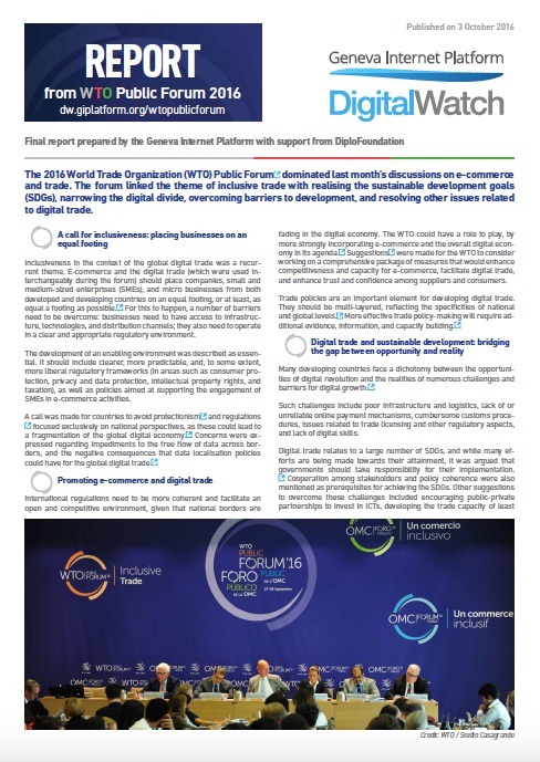 WTO Public Forum 2 WTO Public Forum 2016 GIP Final Report