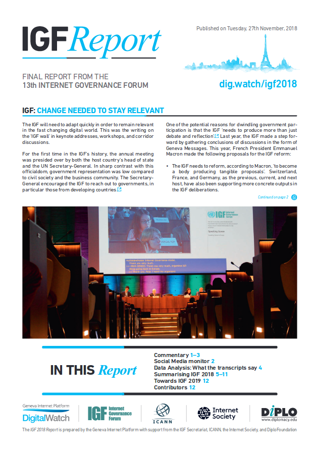 13th Internet Governance Forum 6 IGF 2018 Final Report